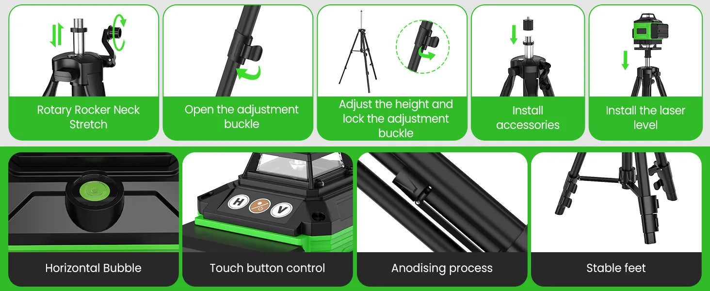 16 Lines 4D Laser Level green line SelfLeveling 360 Horizontal & Vertical power Laser level Professional Construction Tools 