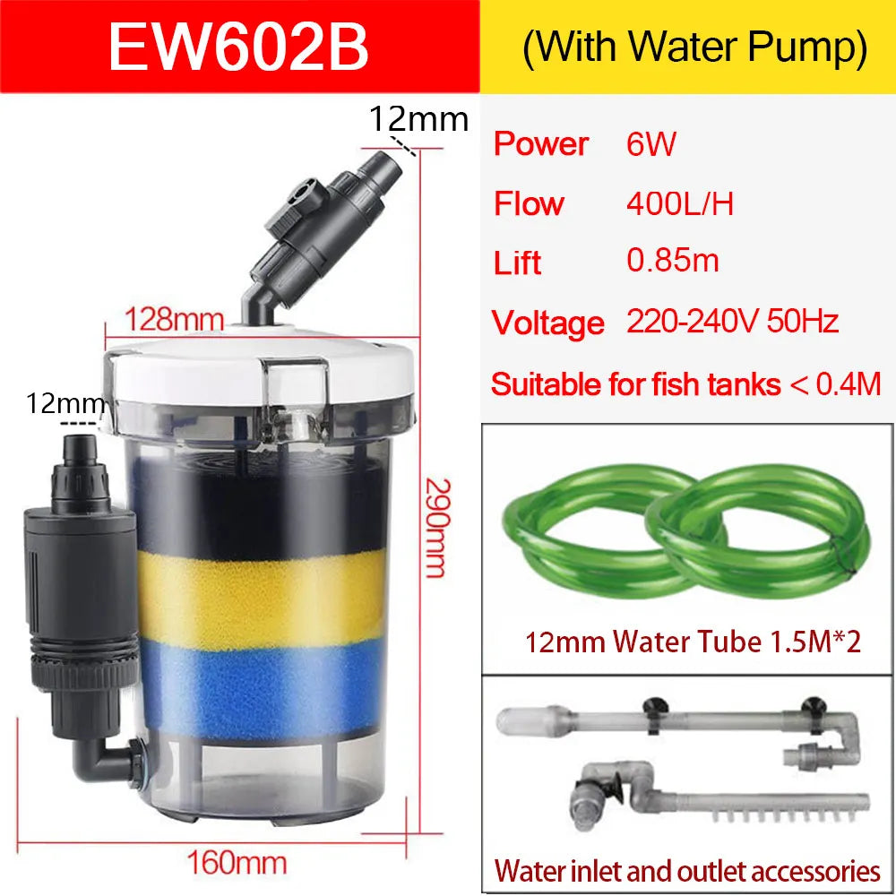 Ultra-Quiet Transparent Aquarium Filter Bucket