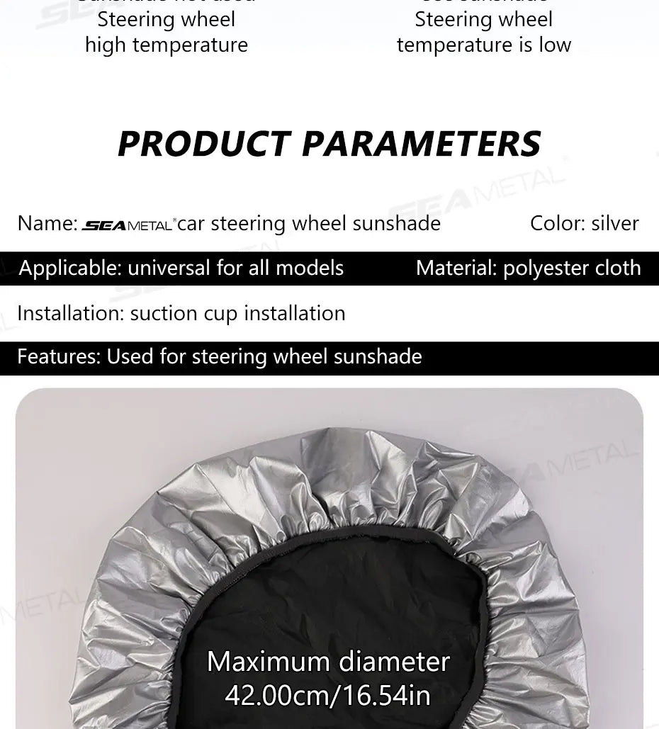 SEAMETAL Steering Wheel Sun Protection Cover Universal Steer Wheel Sun Shade Protector Heat Insulation Prevent Aging Sunshade