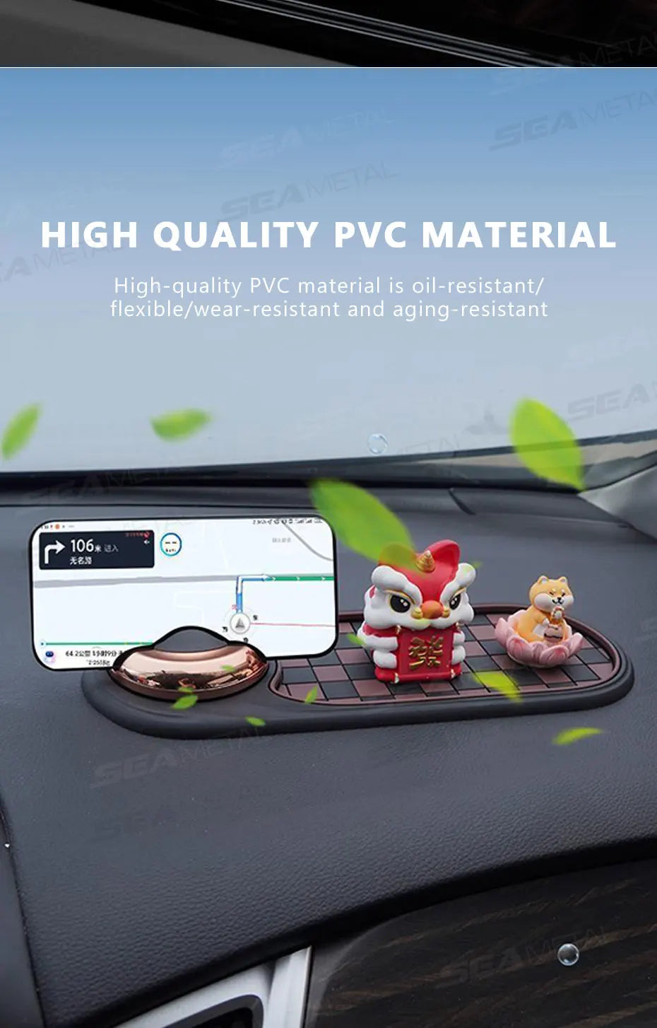 SEAMETAL 2 in 1 Dashboard Anti Slip Mat with Phone Mount 360-Degree Rotation Car Phone Holder Non-Slip Adhesive Mat for Car