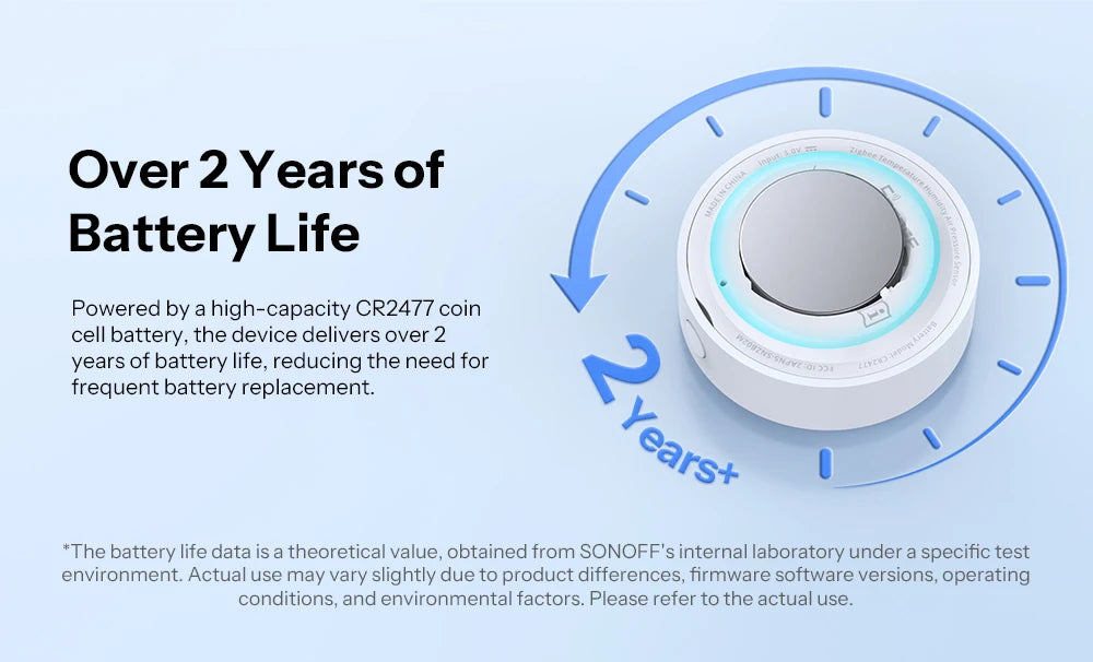 SONOFF SNZB-02M Zigbee 3.0 Temperature, Humidity, and Air Pressure Sensor, Monitors Dew Point and VPD, Compatible with Apple Home via Matter Bridge