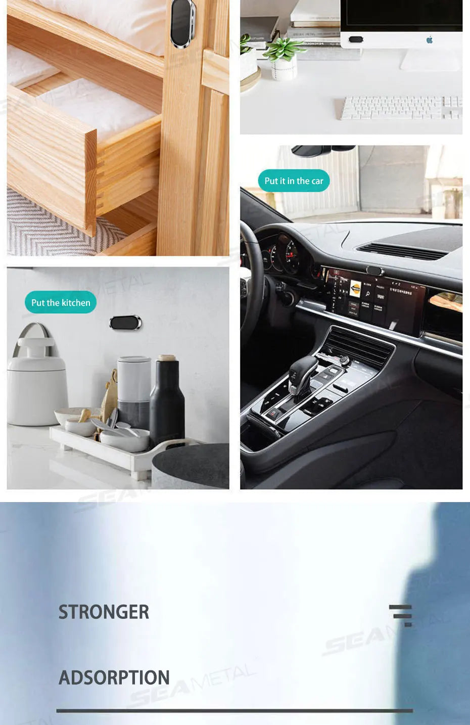 SEAMETAL Magnetic Car Phone Holder 360-Degree Rotation Alloy Dashboard Phone Mount One-Hand Operation Auto Navigation Holder