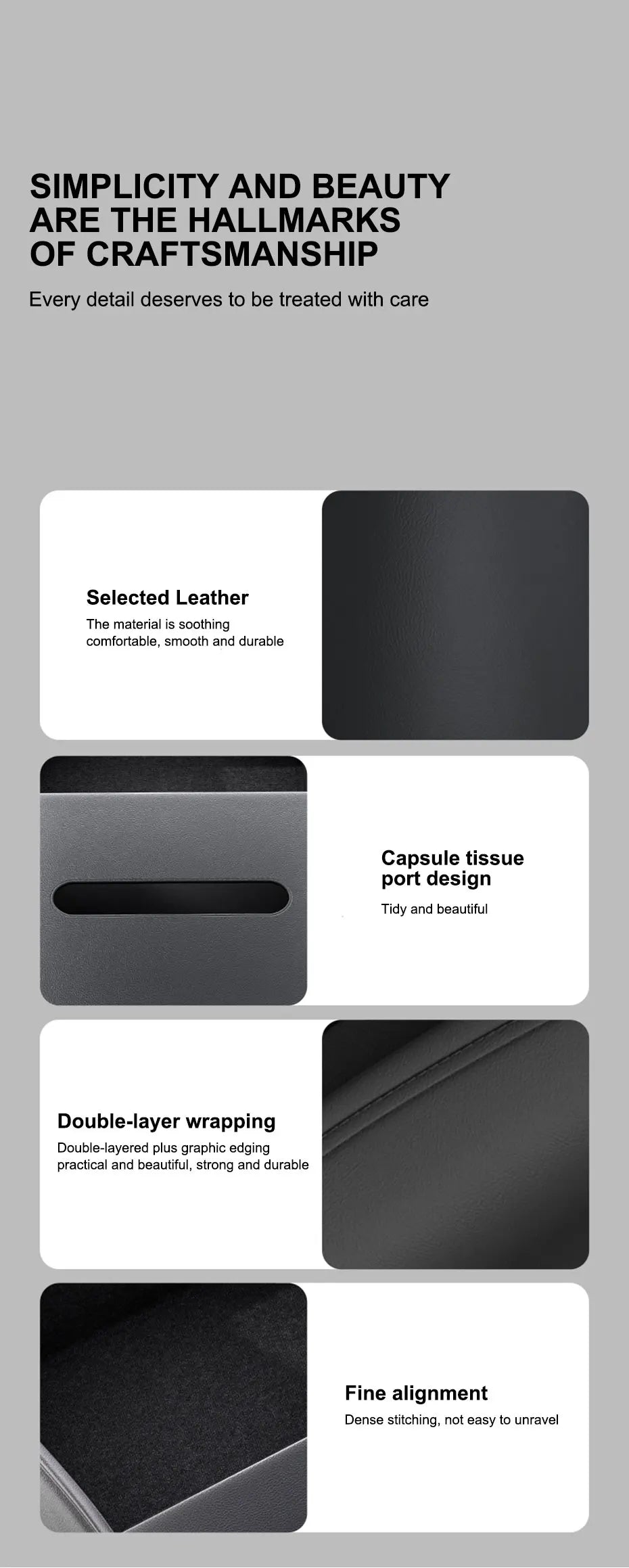 SEAMETAL Car Arm Rest Storage Box Nappa Leather Armrest Organizer with Tissue Holder Universal Auto Center Console Extension Box