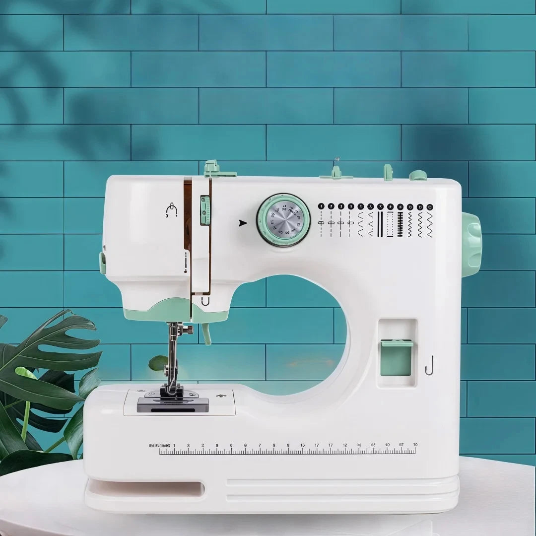 machine à coudre portable 12 motifs de couture électrique avec pédale, lumière LED, double fil, 220V, pour débutants, maison, DIY