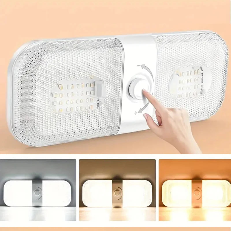 120 LED Car Interior Reading Light 3 Color Dimming 12V/24V