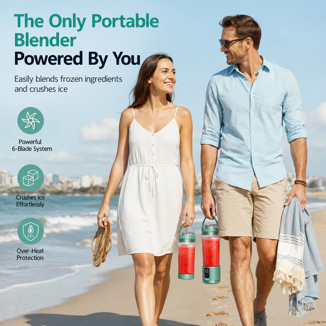 18 oz Portable Cordless USB-C Rechargeable Personal Blender