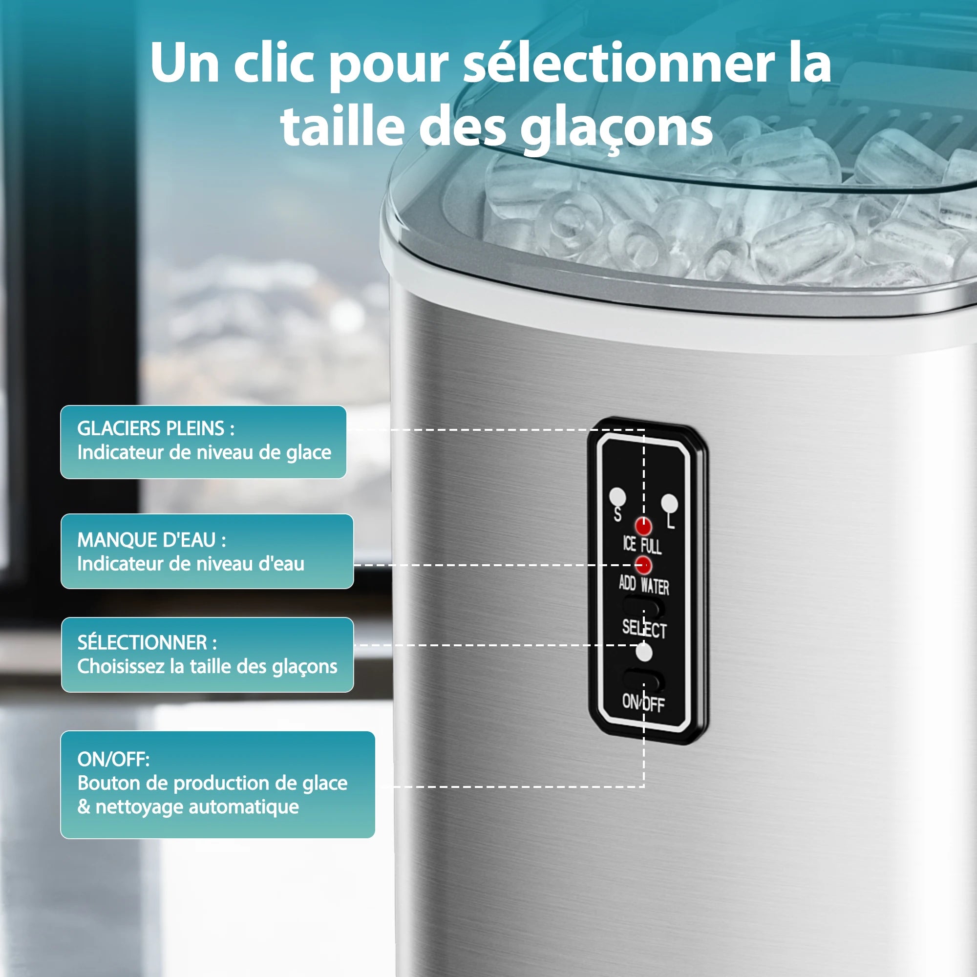 Portable Ice Maker, 9 Cubes in 6–12 Minutes, Black