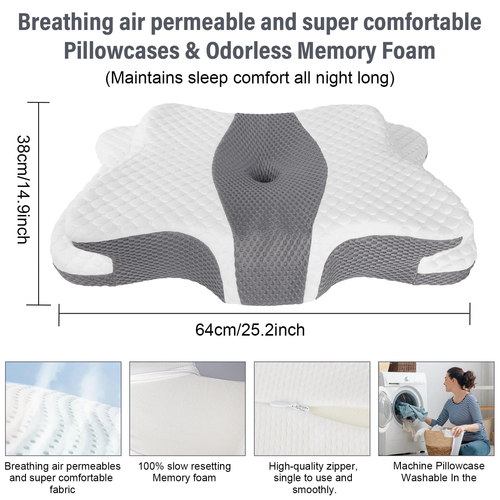 Fjäril Memory Foam Nackkudde Ergonomiskt Cervikalt Stöd