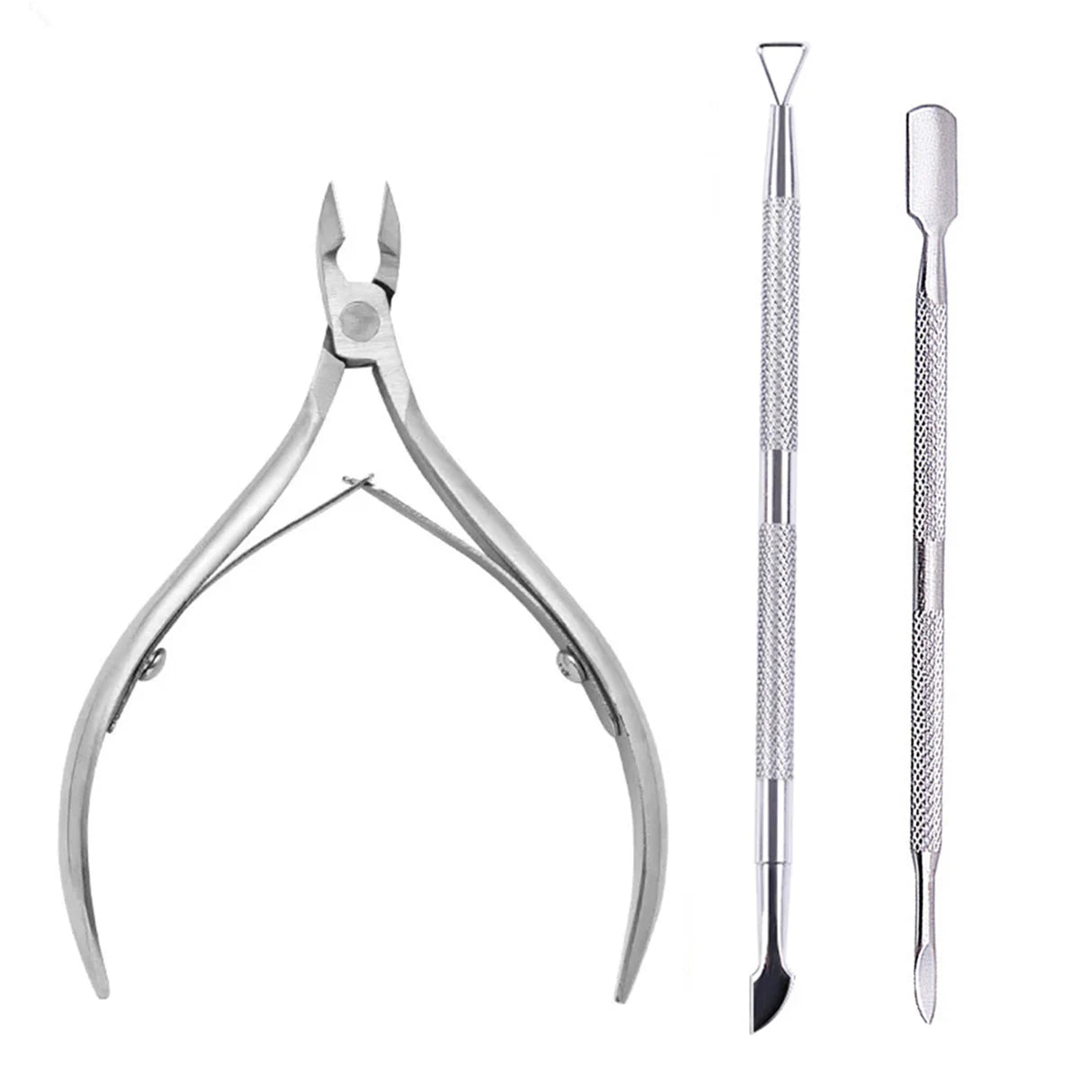 4 Pcs/Set Professional Stainless Steel Nail Cutter Scissor Nippers Muti Function Cuticle Pusher Remover Nail Care Manicure Kits 