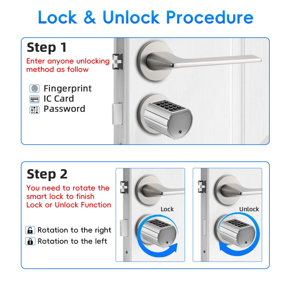 RAYKUBE L12 Tuya BLE Fingerprint Cylinder Digital Door Lock With 60/70 mm Adjustable Cylinder length Password/Key/Tuya APP Unlok