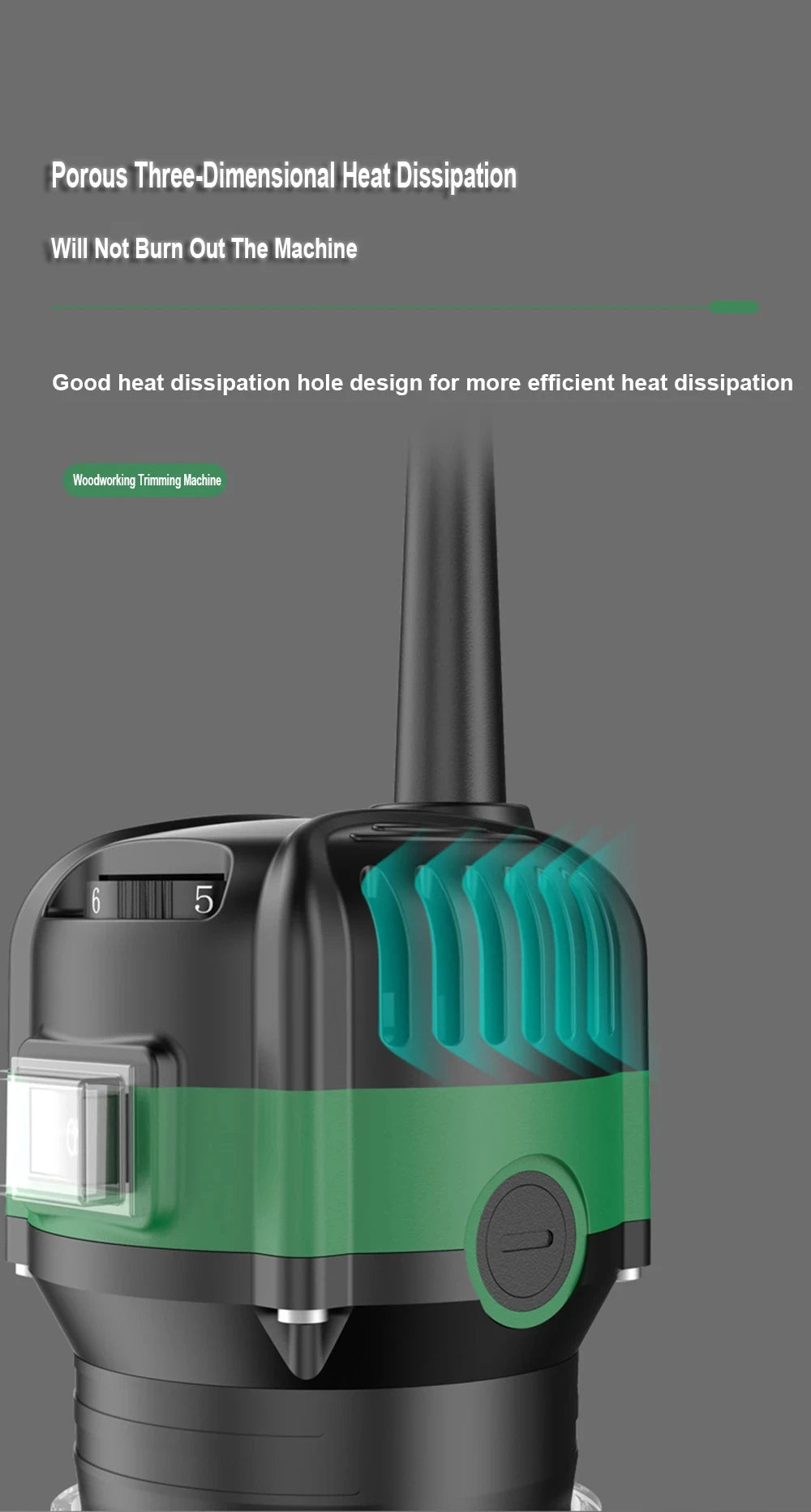 800W 6‑Speed Electric Wood Edge Router Trimmer