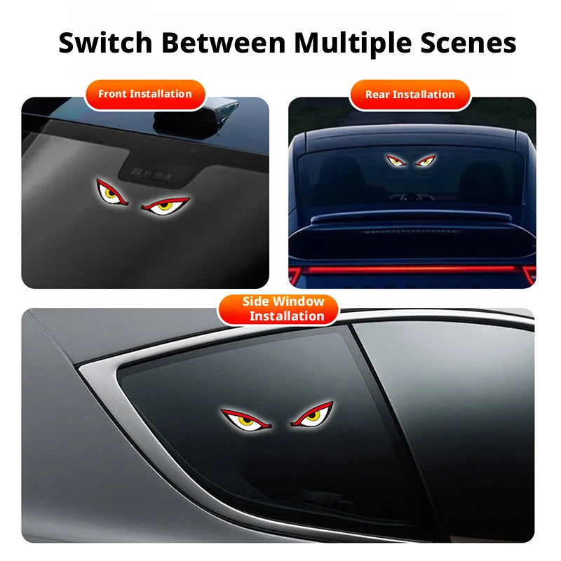 SEAMETAL Car Dynamic Expression Light Neon LED Solar Type-C Rechargeable Wireless Devil's Eyes Light Smart Sensor Universal Fit