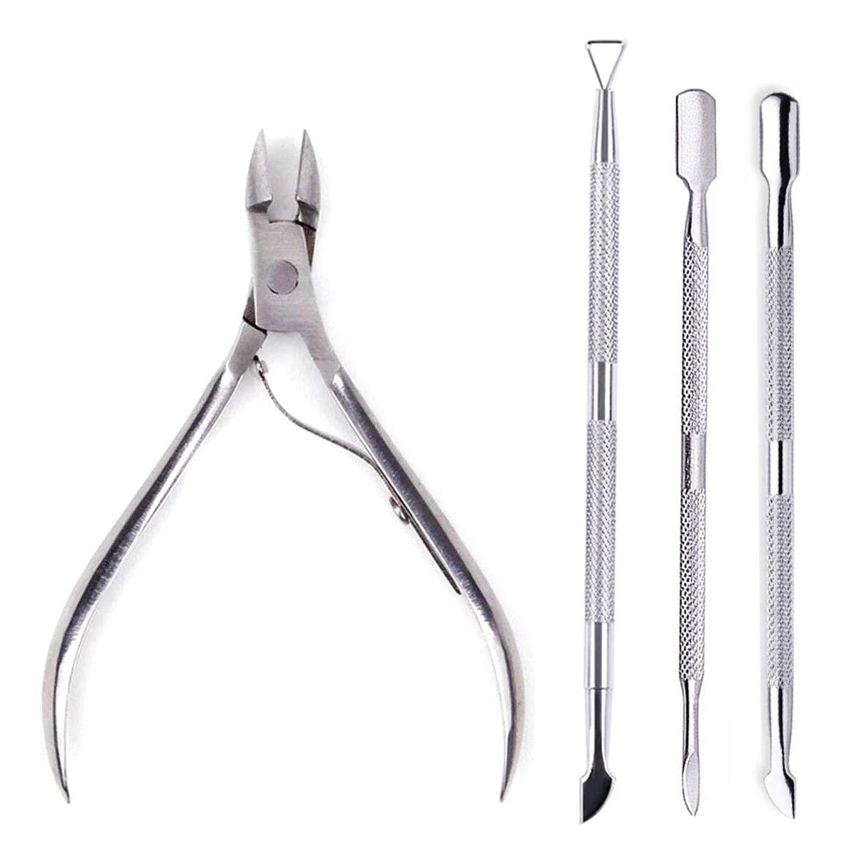 4 Pcs/Set Professional Stainless Steel Nail Cutter Scissor Nippers Muti Function Cuticle Pusher Remover Nail Care Manicure Kits 