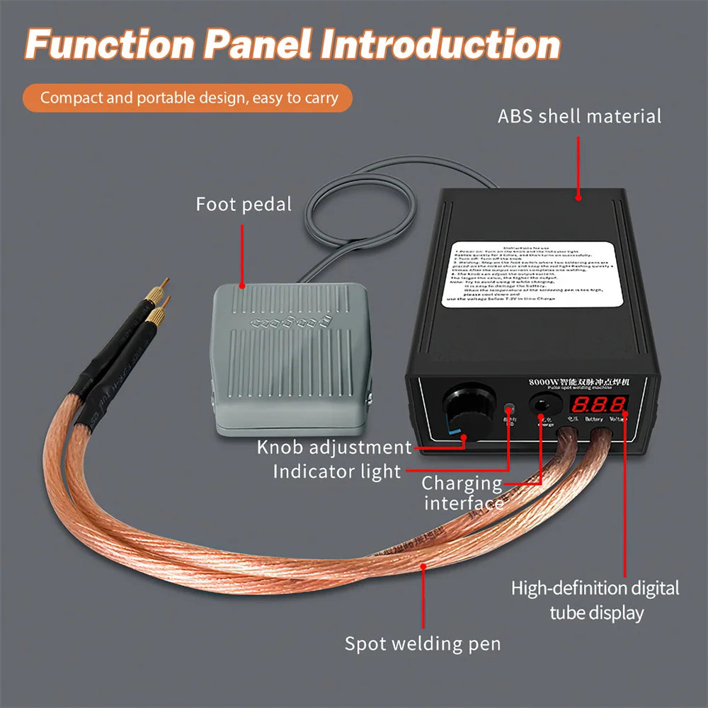 8000W Handheld Spot Welder for 18650 Battery Packs