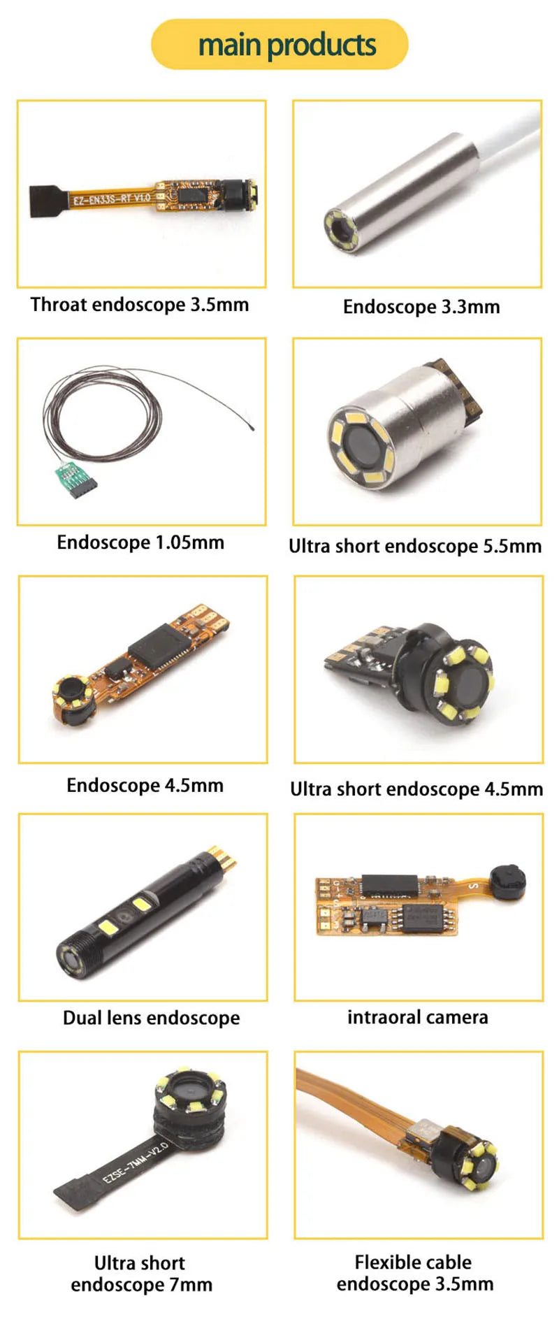 1MP USB Endoscope Module Diameter 8.5mm FOV88° IP67 Waterproof Industrial Steering Endoscope