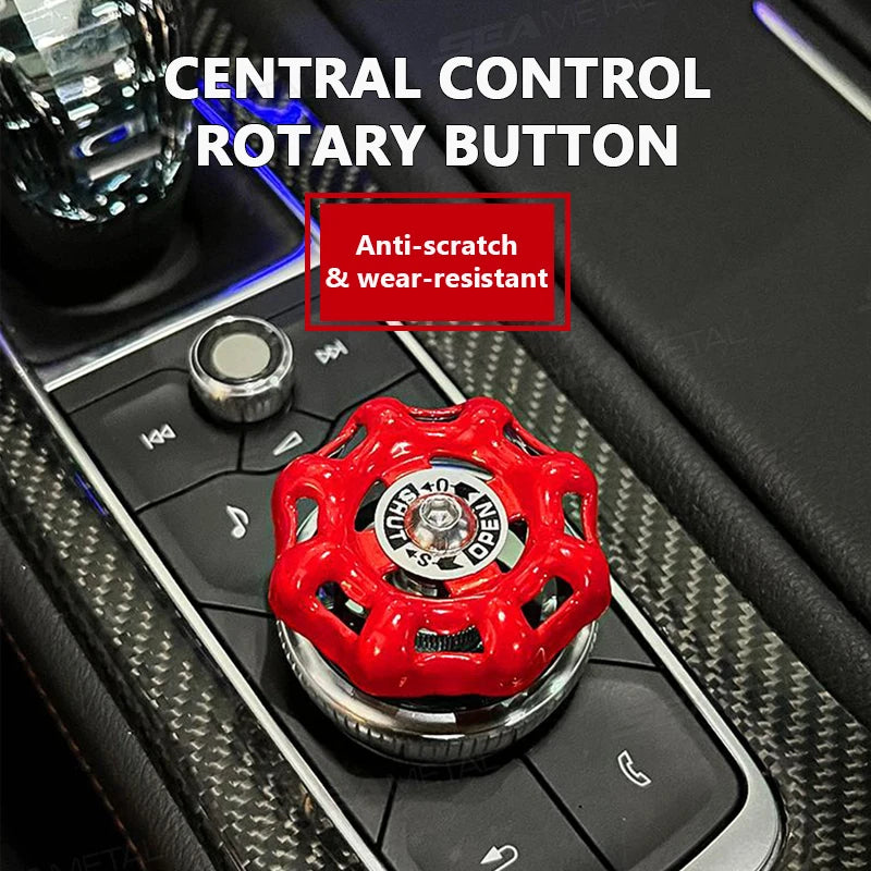 Metal Car Knob Decoration Red Self-Adhesive Interior Trim