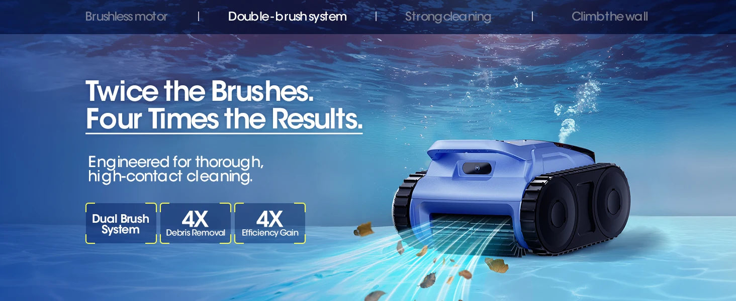 Cordless Robotic Pool Vacuum 150 Min Runtime 2000 sq.ft Coverage