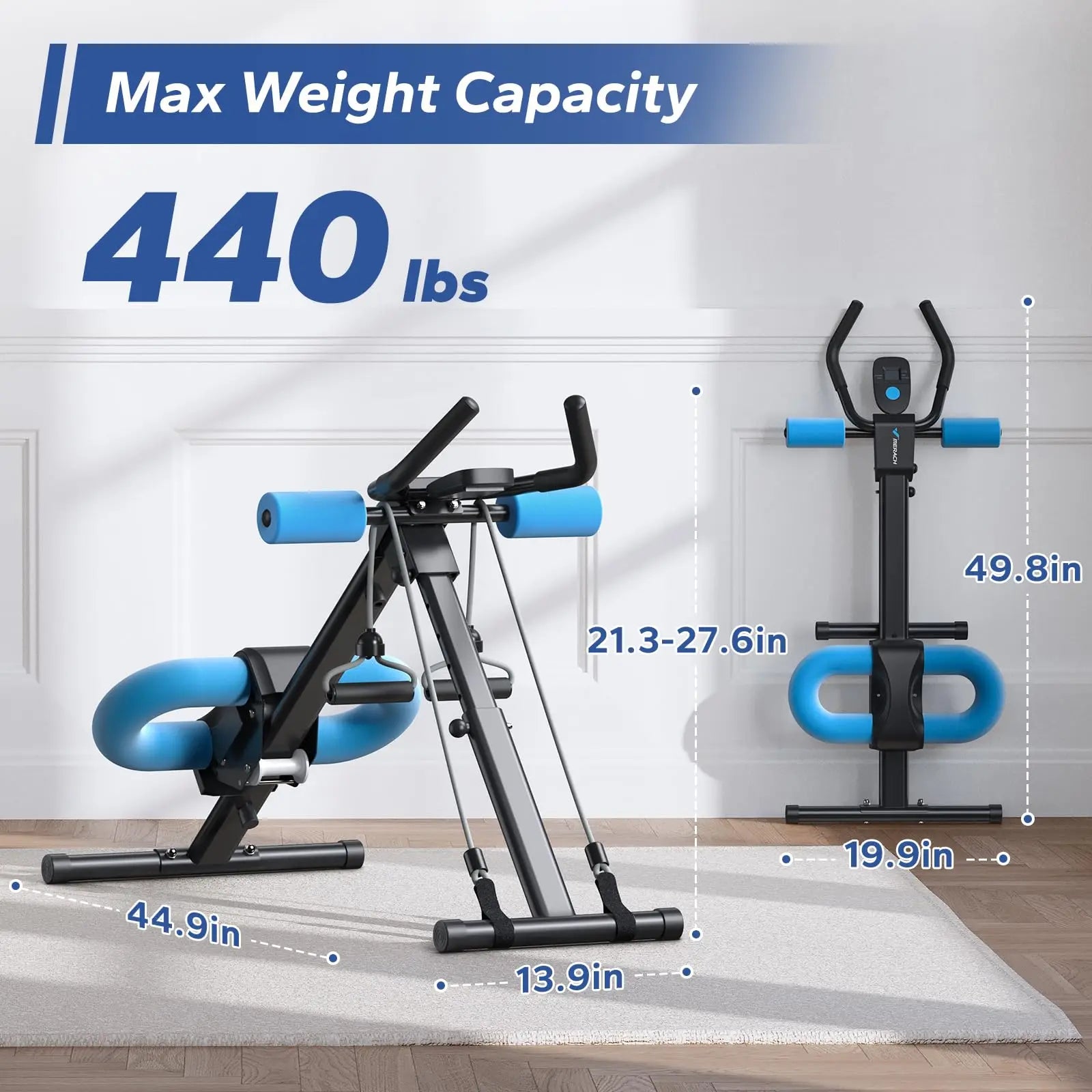 Adjustable Ab Trainer Machine Foldable Core Workout with LCD Monitor