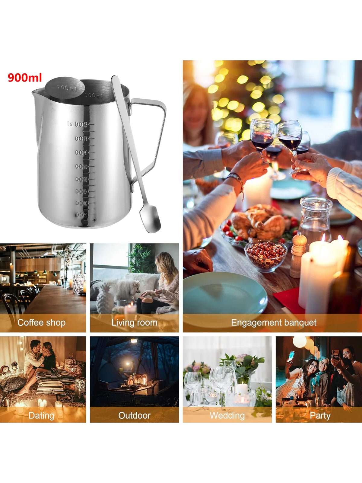 900 ml Stainless Steel Candle Wax Pouring Pot with Spoon