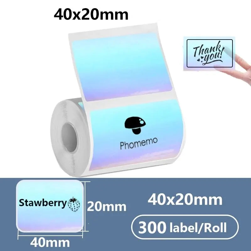 40x20MM kompatibilný Phomemo M110 M220 M200 samolepiaci farebný laser termálny papier, E210 P50 Detong P1 HPRT T20 MAKER