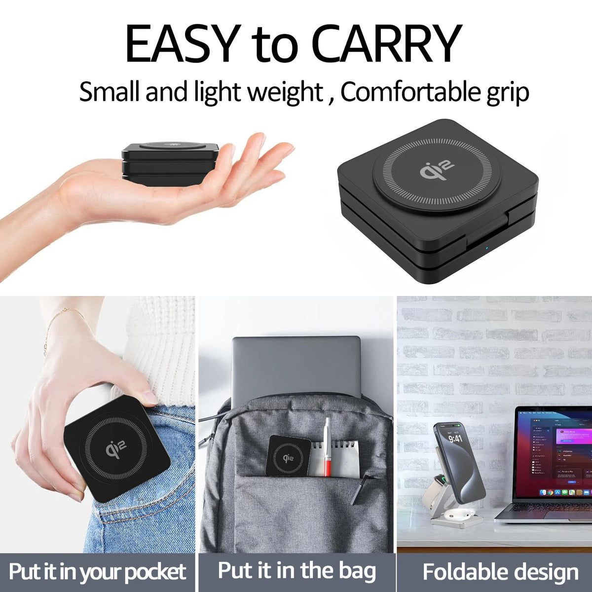 3 in 1 Magnetic Wireless Charging Station for iPhone, Apple Watch and Earphones