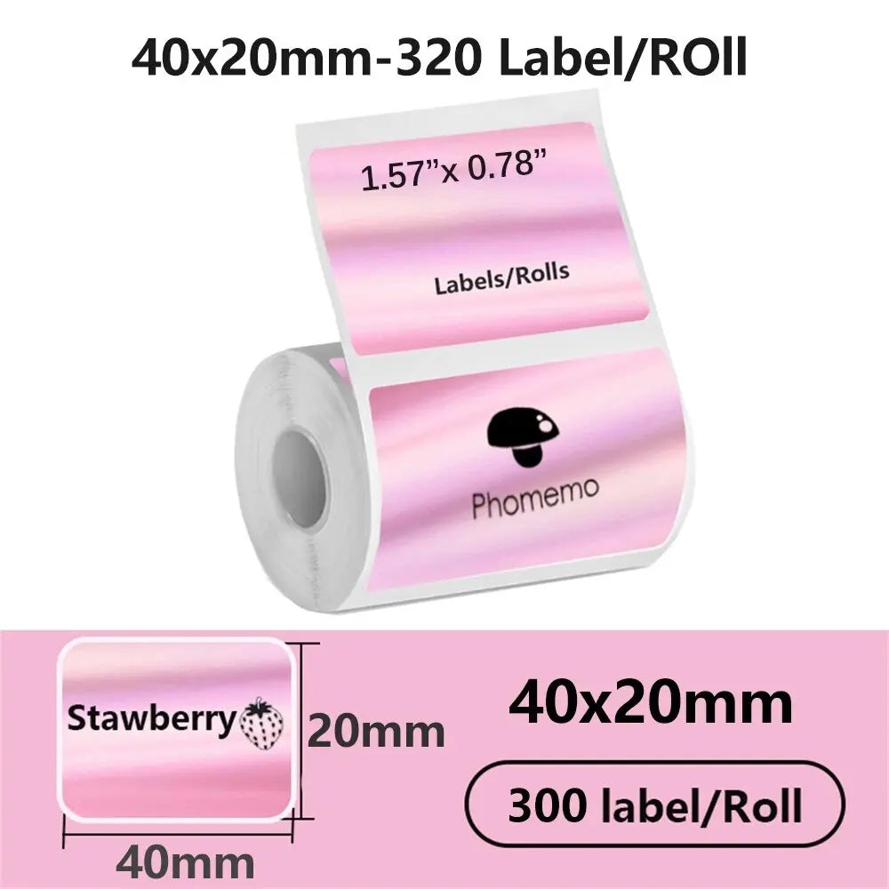 40x20MM kompatibilný Phomemo M110 M220 M200 samolepiaci farebný laser termálny papier, E210 P50 Detong P1 HPRT T20 MAKER