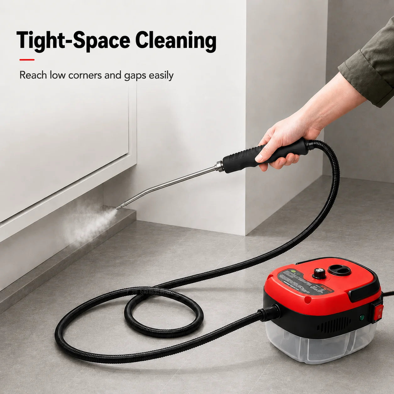 Small Portable High-Pressure Steam Cleaner with Brush Heads and Extended Hose
