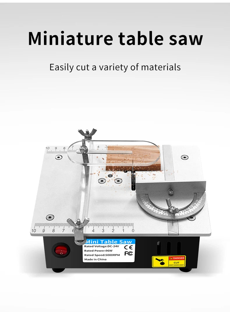 DC24V Mini Table Saw 96W High‑Power 7‑Speed Bench Saw