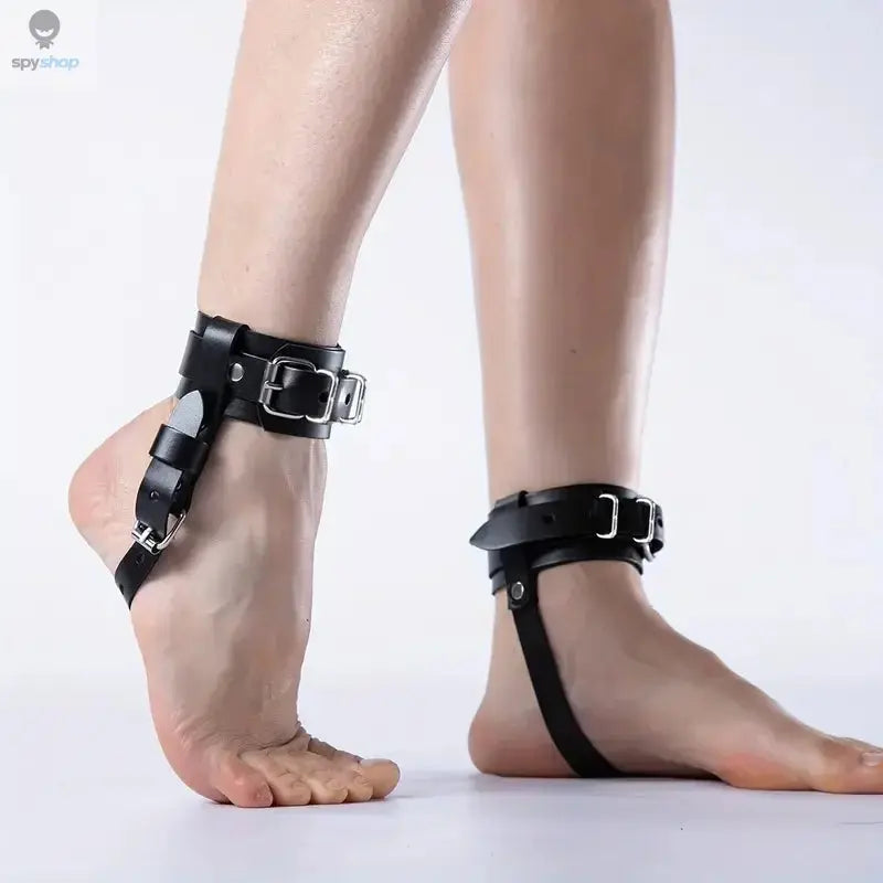 Adjustable Black Ankle Harness with Buckle Straps | Handmade， Durable Design for Cosplay, Costumes, and Fashion Accessories 