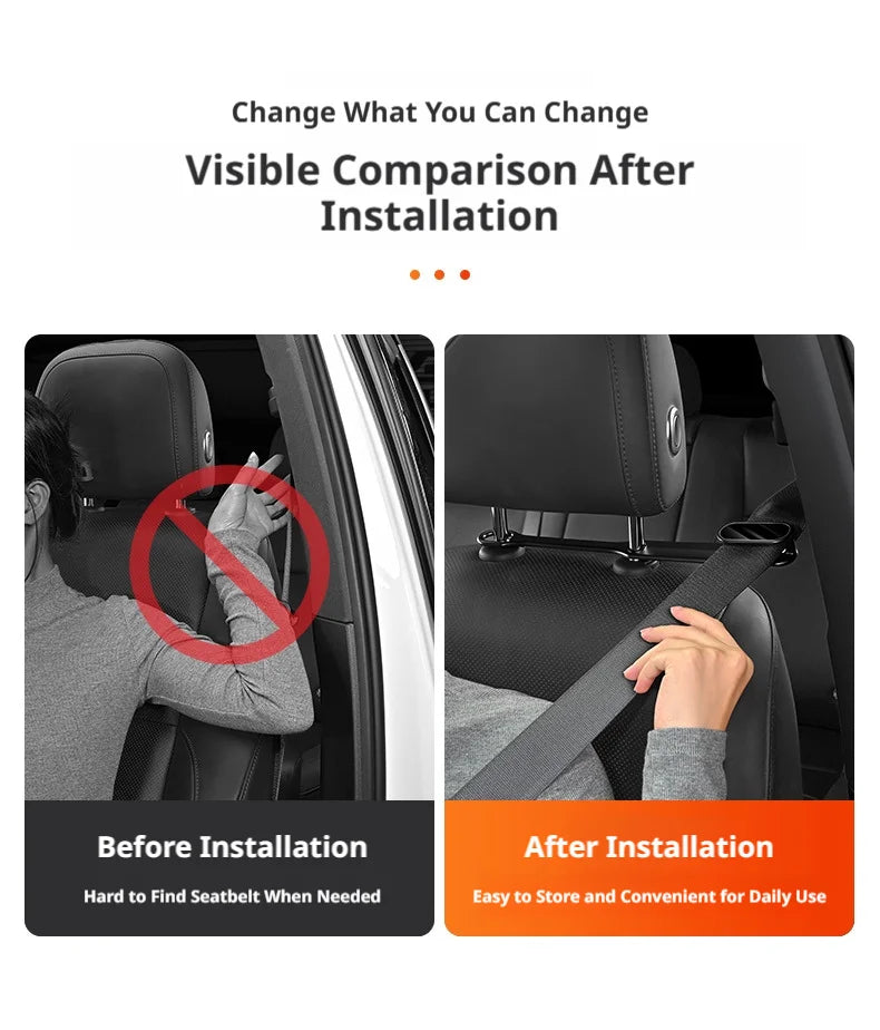 SEAMETAL Car Seat Belt Holder Headrest Seat Belt Fastener Mount Backseat Seatbelt Guide Reduce Noise Relieve Shoulder Friction