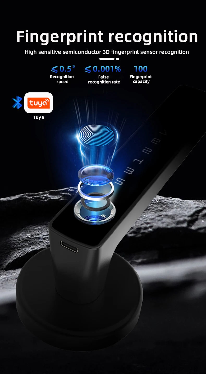 RAYKUBE M5 Tuya BLE Smart Fingerprint Door Lock Electronic Lock with Password/Key/Card/Tuya APP Unlock Free Delivery From Spain