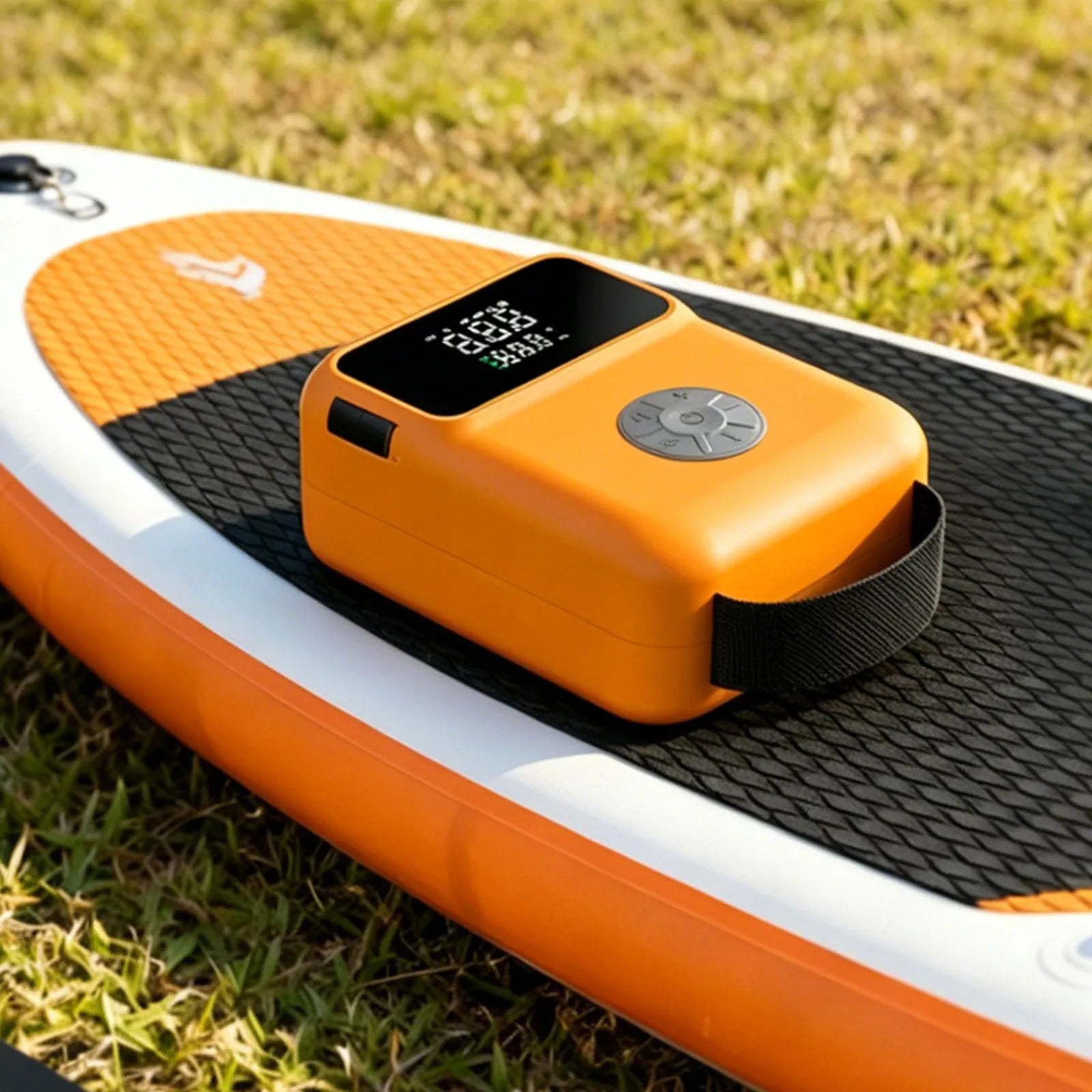 Помпа за падъл борд POPDEER PD-SP01, преносима акумулаторна електрическа помпа за SUP с налягане до 20PSI, интелигентно двустепенно надуване и изпускане, за падъл бордове, каяк, лодка, кайт, палатка.