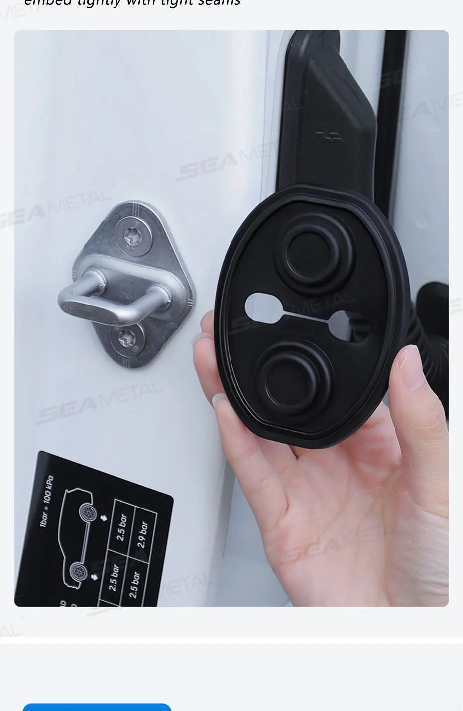 SEAMETAL 4Pcs Door Lock Buckle Cover for Car Door Buffer Cushion Anti-Scrtach Protection Cover Waterproof Door Shock Absorber
