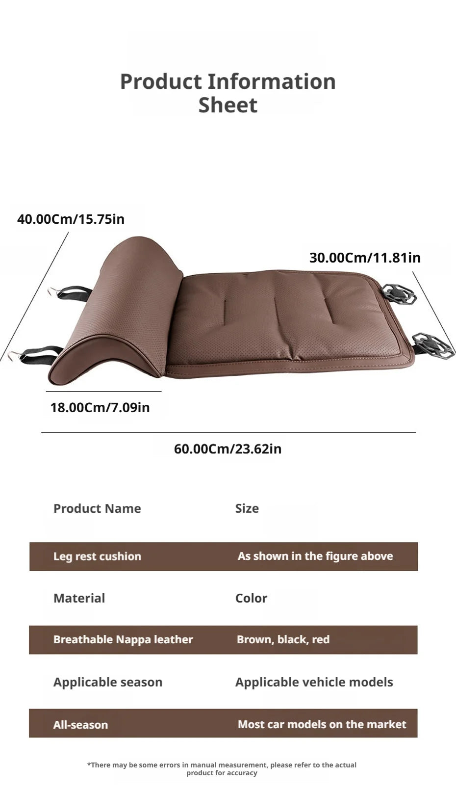 SEAMETAL Car Seat Cushion with Leg Support Cushion Breathable Seat Extender Cushion Anti Slip Universal Seat Protection Cover