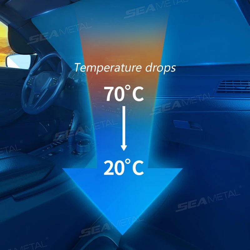 SEAMETAL Full-Coverage Car Sun Shade Outdoor Waterproof Windproof Windshield Sunshade Cover UV-Reflection Sun Protection Cover