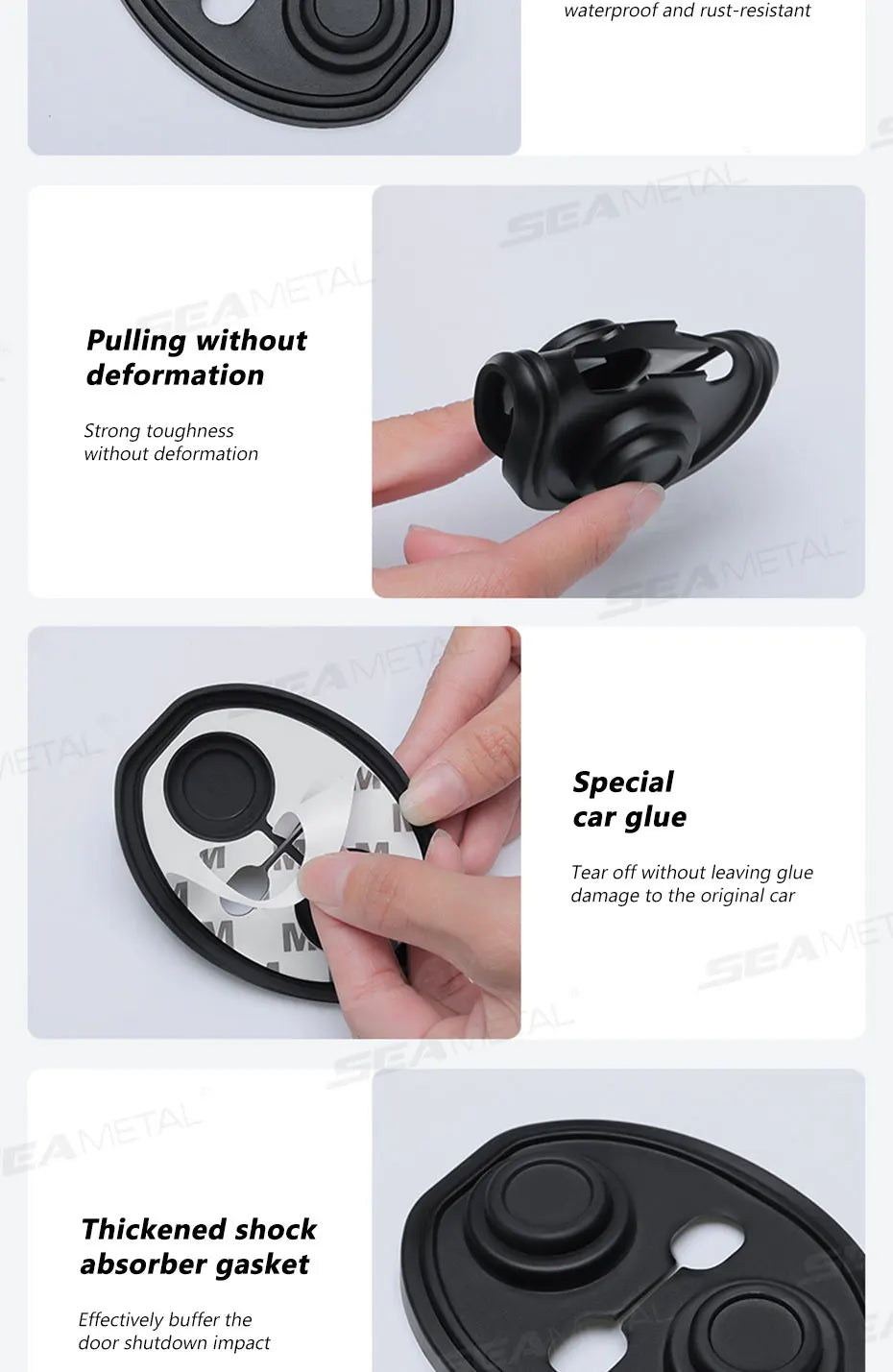 SEAMETAL 4Pcs Door Lock Buckle Cover for Car Door Buffer Cushion Anti-Scrtach Protection Cover Waterproof Door Shock Absorber