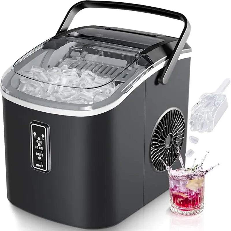 Portable Ice Maker, 9 Cubes in 6–12 Minutes, Black