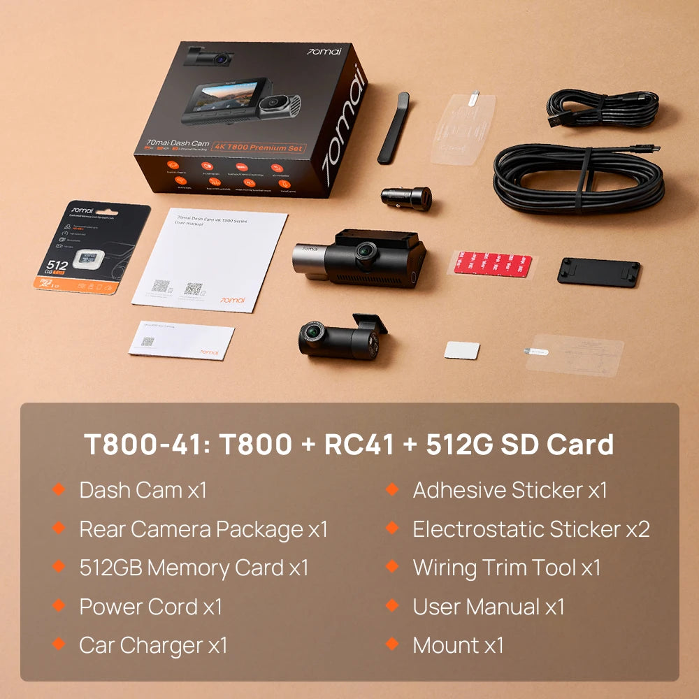 70mai T800 3-Channel 4K Dash Cam with HDR, GPS, 4G & WiFi 6