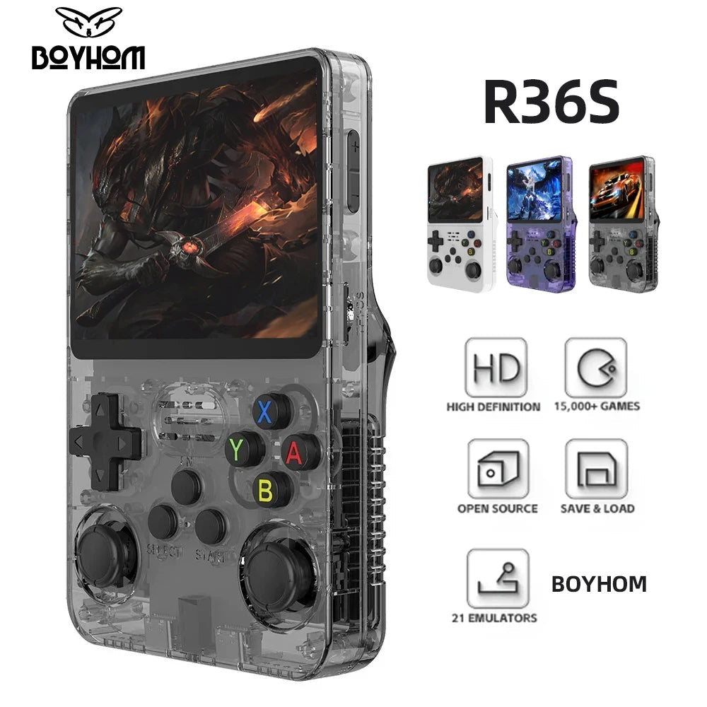128G R36S Retro Handheld Video Game Console Linux System 3.5 Inch IPS Screen R35s Pro Portable Pocket Video Player 64GB Games 