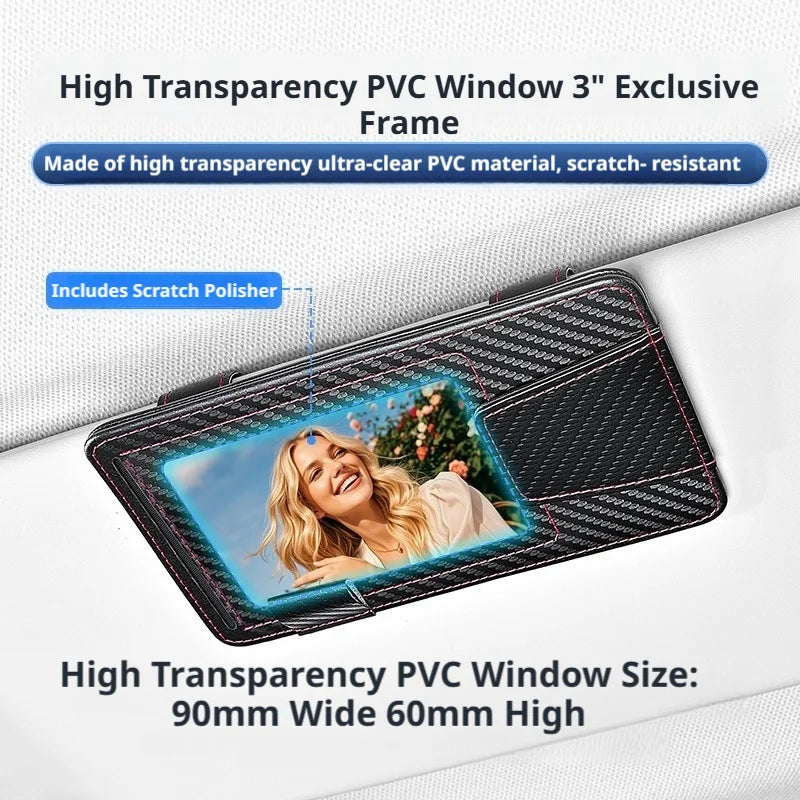 SEAMETAL Universal Car Sun Visor Organizer Microfiber Leather Ultra-Slim Powerful Magnetic Glasses Clip 3-in-1 Car Storage Bag