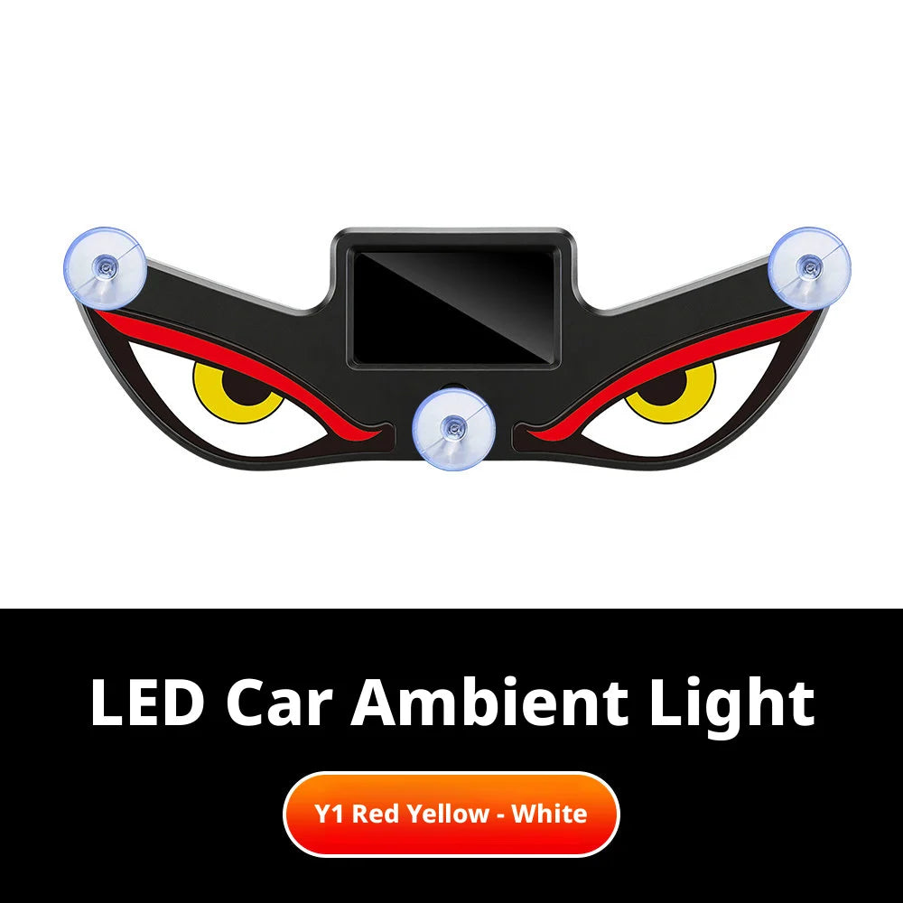 SEAMETAL Car Dynamic Expression Light Neon LED Solar Type-C Rechargeable Wireless Devil's Eyes Light Smart Sensor Universal Fit