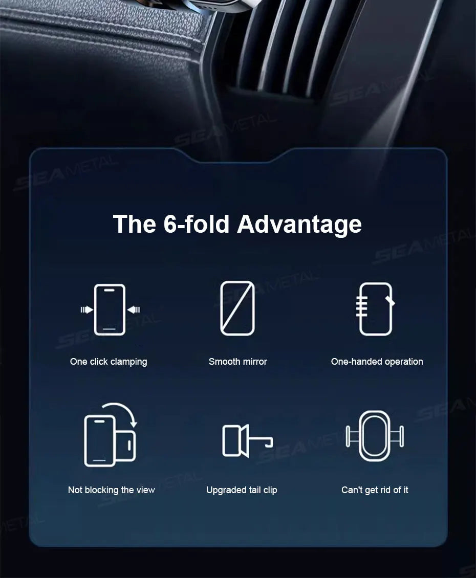 SEAMETAL Car Air Vent Phone Holder 360-Degree Rotation Stable Car Phone Mount Hands Free Auto Navigation Support for 4.7-7.2in