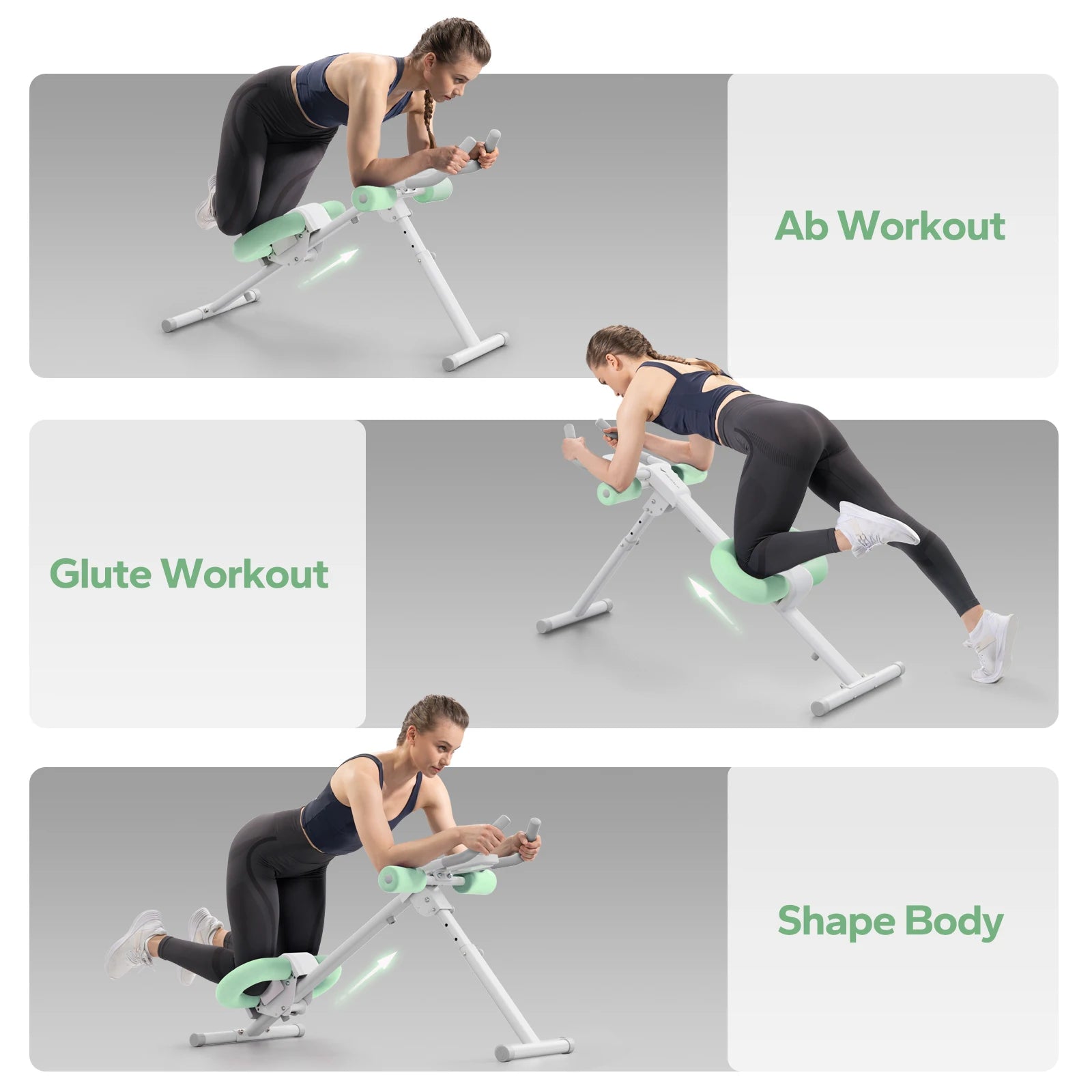 Adjustable Ab Trainer Machine Foldable Core Workout with LCD Monitor