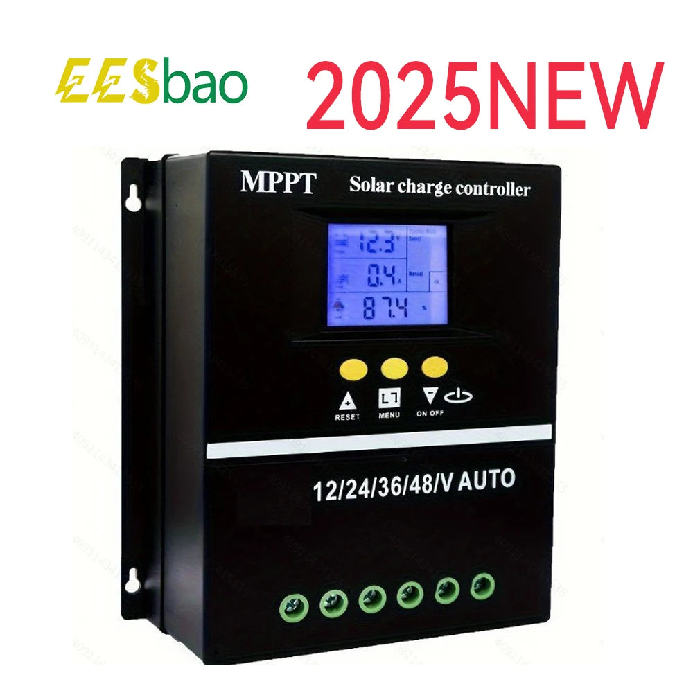 100A Dual USB Solar Charging Controller 12V 24V 36V 48V Solar Panel Lead-acidthium Battery Stabilizer Black appearance EESBAO 