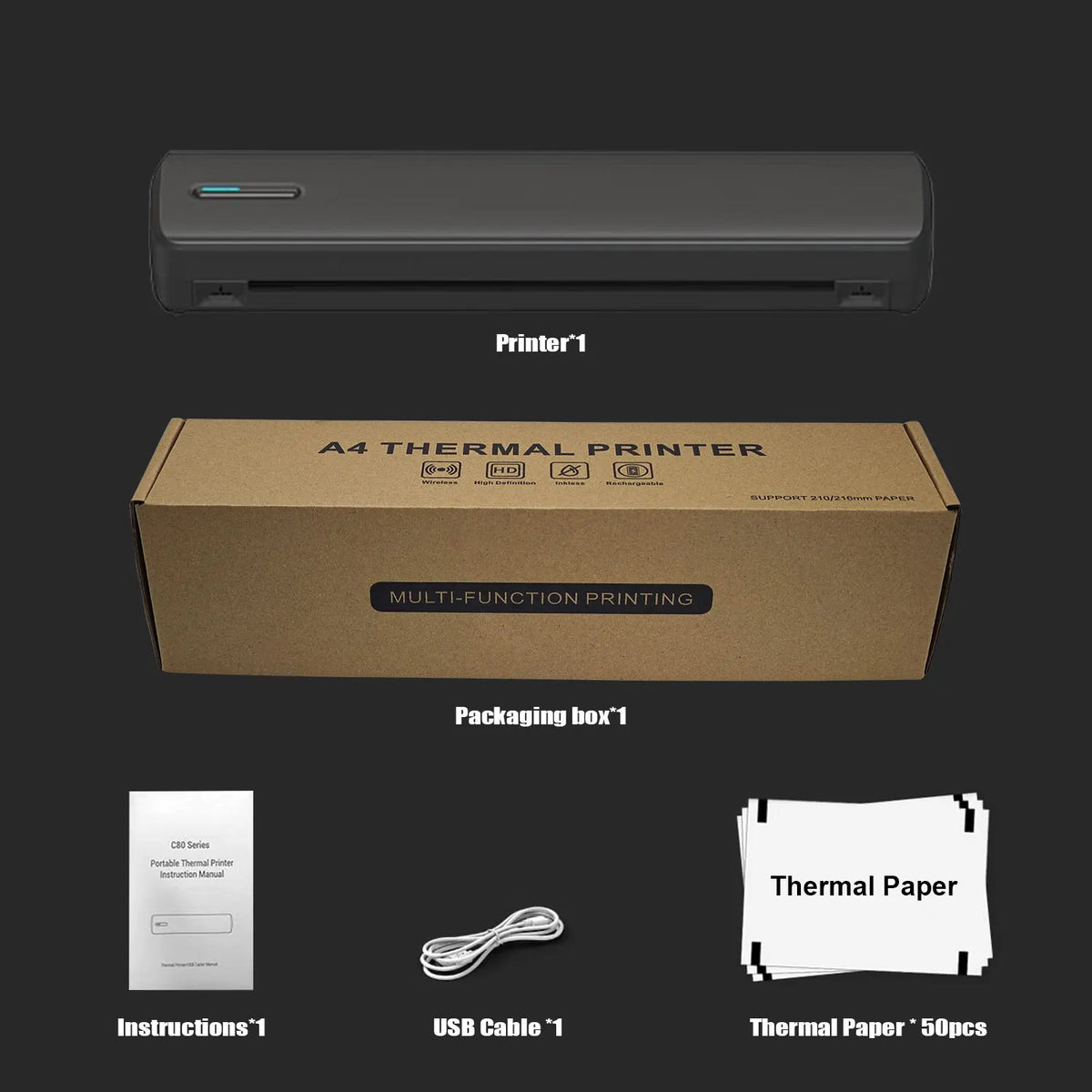 C80 Portable A4 Thermal Printer - Paper Bundles