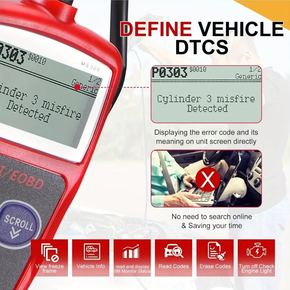 Wired OBD2 Engine Fault-Code Reader