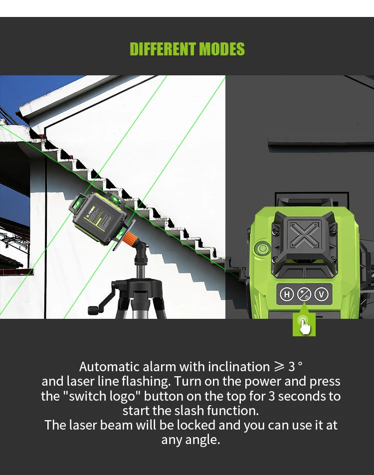 16 Lines 4D Laser Level 12 Lines 3D level 360°Self-leveling Horizontal and Vertical Cross Super Powerful Green Laser Beams 