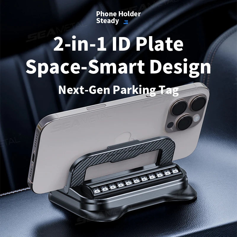 SEAMETAL Dashboard Car Phone Holder 360-Degree Rotation Head-Up Phone Mount Anti Slip Navigation Holder with Number Plate