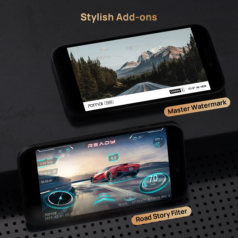 70mai T800 3-Channel 4K Dash Cam with HDR, GPS, 4G & WiFi 6