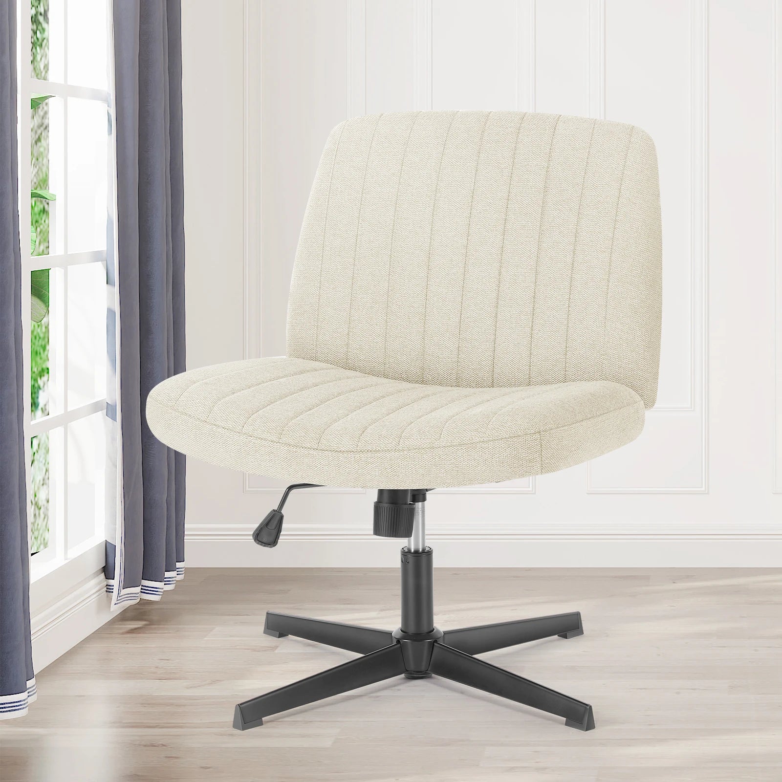 Wide Cross-Legged Office Chair Armless Adjustable Swivel Seat